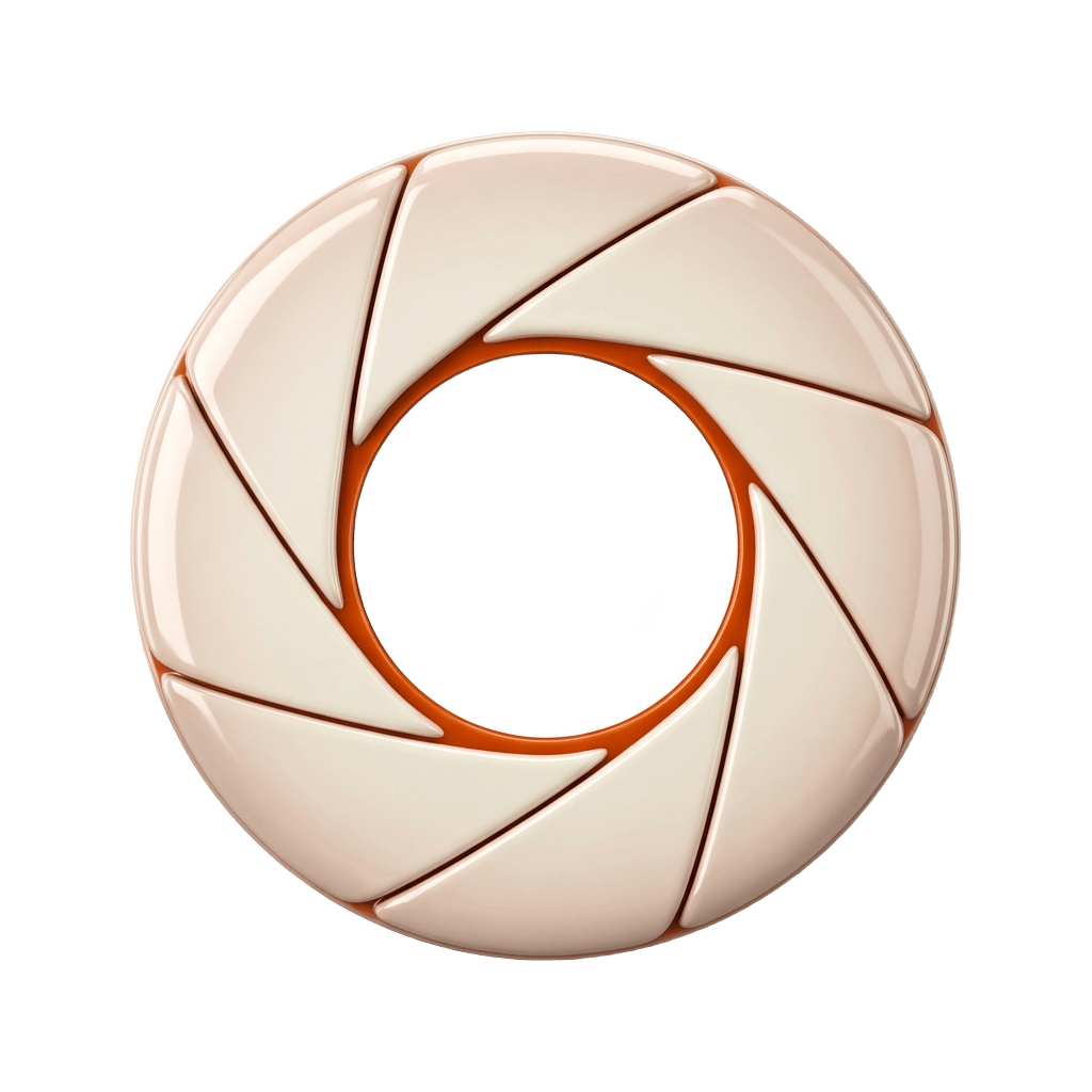A ceramic camera aperture, open just far enough — Catalsy looks only as closely as it needs to